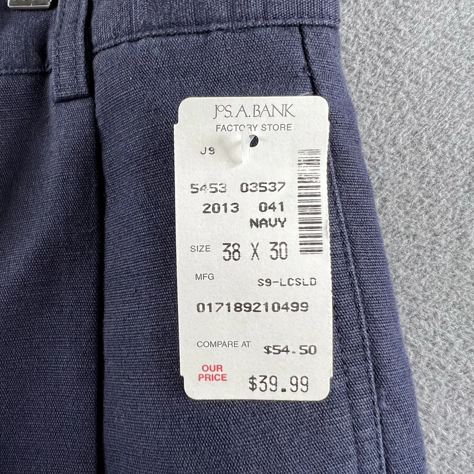 Pantalones Jos A Bank para Hombres 38x30 Azul Mezcla de Lino Viajeros Resistentes a las Arrugas De Colección Nuevos con Etiquetas Foto 3 de 4