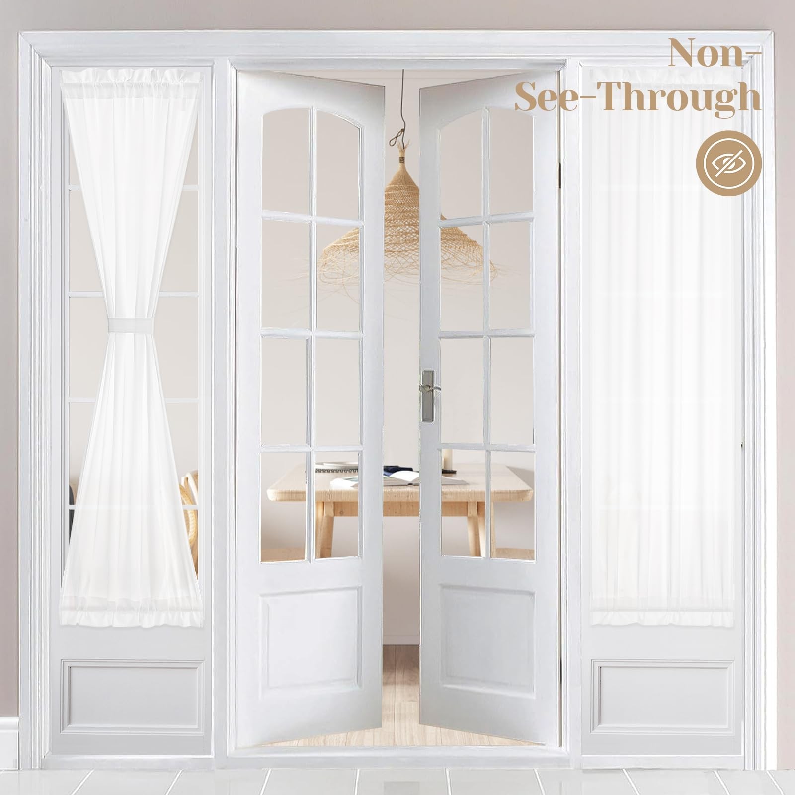 Non-See-Through French Door Curtains with Sidelights for Light Filtering Privacy