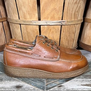 Knapp Shoes Tan Leather 4-Eye Vintage USA 70s Platform Crepe Oxfords Mens 9.5 D knapp shoes products for sale | eBay main image 3