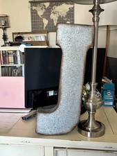 Huge 20" Metal Letter Hanging Wall Décor, Galvanized Metal with Rusted Edges