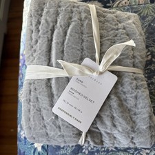 Pottery Barn Washed Velvet Handcrafted Quilted (1) EURO Sham Grey have THREE