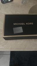 Michael Kors Brown/Black Logo Adjustable Dress Belt 1 1/2in with MK Buckle