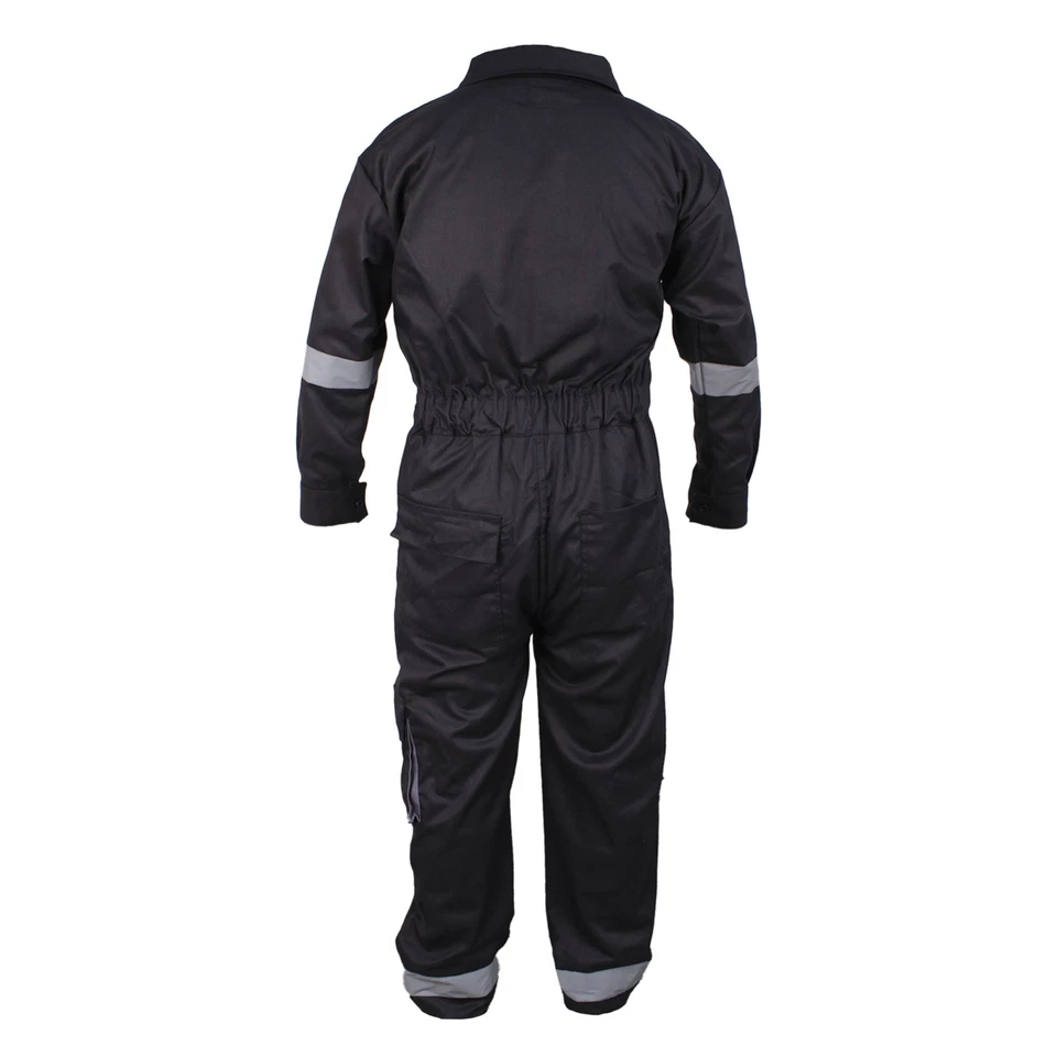 Men Black Coverall Overall Boilersuit Construction Industrial Work Wear Jumpsuit - Image 3 of 4