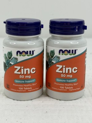 2x Now Foods ZINC 50mg Immune Support 100 tablets New Exp. 1/2031 Fast Shipping
