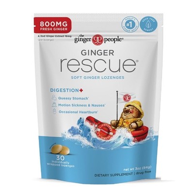Ginger Rescue Extra Strength Lozenges 30 Count Natural Nausea Relief Gluten Free