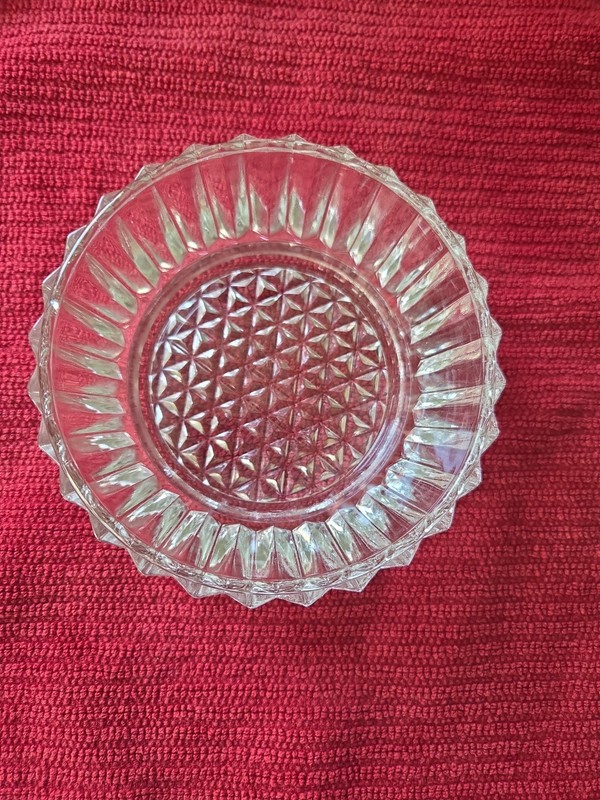 Vintage Small Heavy Glass Candy Dish 2" Deep 4 3/4" Diameter