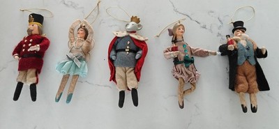 SET 5 RARE Midwest Nutcracker Suite  Ballet Ornaments Soft Dancers Christmas VTG