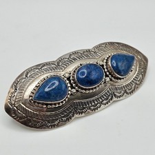 VINTAGE Sterling Silver Lapis Southwestern Hair French Barrette Made in France