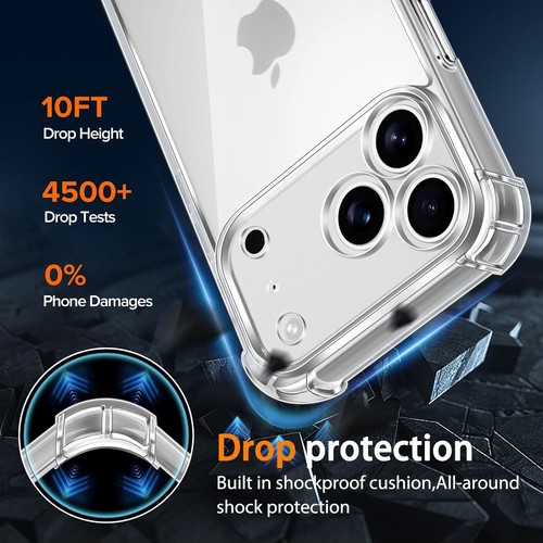 Clear ShockProof TPU Case for iPhone 17 Air 17 Pro Max / Glass Screen Protector - Picture 3 of 13