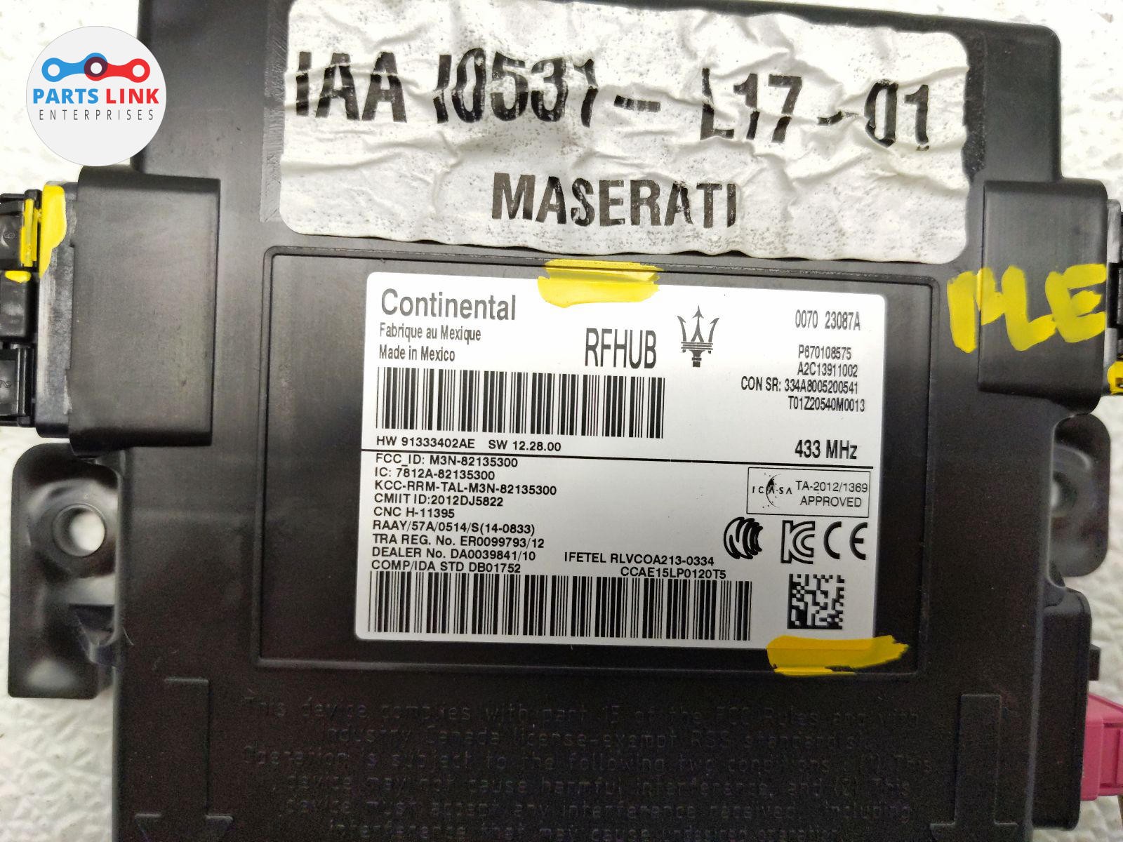 2017-20 MASERATI LEVANTE KEYLESS ENTRY IGNITION CONTROL MODULE HARNESS UNIT M161