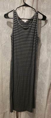 New York And Company Dress Grey And Black Stripe Size Medium emo style pattern