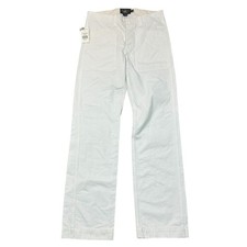 RRL Ralph Lauren White Herringbone Cotton Utility Work Trousers Womens W26 L32