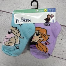 10 Disney Frozen Elsa Anna Olaf Toddler Ankle Socks 2T-3T Purple Blue New