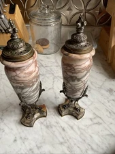 Antique Ocean Jasper Garniture Set incense Oil burners