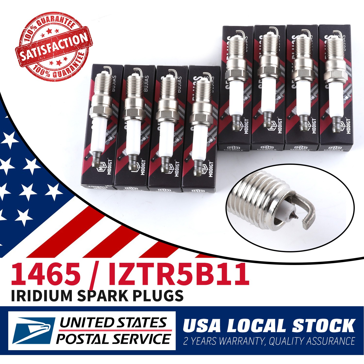 8 pcs -  For NGK Laser Iridium Spark Plugs OEM # 1465 - Premium Set IZTR5B11