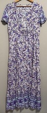 R Vivimos Maxi Tiered Dress *FITS Large Purple Floral Boho Cottagecore Peasant