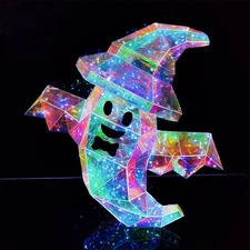 Halloween Wizart Hat Ghosts 3D Cartoon Nightlight Color Changing Glow LED Lights