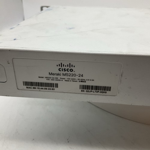 Cisco Meraki MS220-24-HW Cloud Managed Switch MS220-24 Tested For Power Read - 第 7/9 張圖片