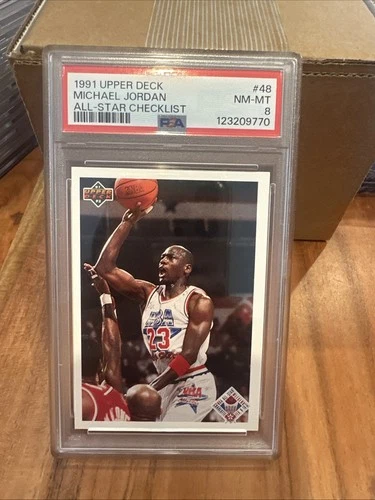 1991 Upper Deck All - Star Checklist Michael Jordan Card #48 PSA 8 Near Mint