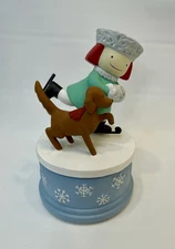 Rare Dept 56 Vtg Madeline Skating With Dog Porcelain 7” Music Box: Works, GUD