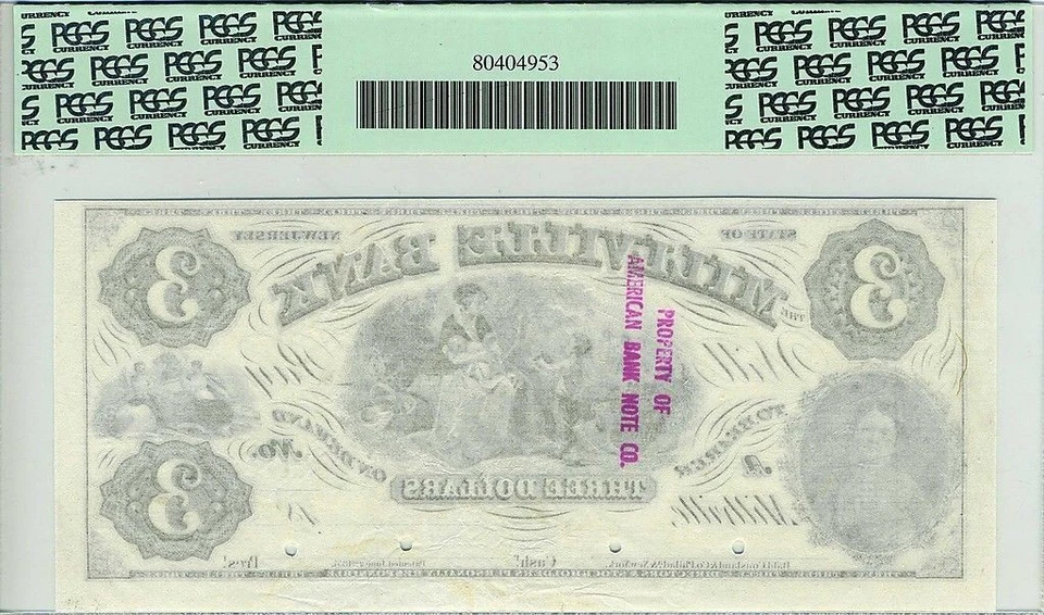$3 Proof 18xx The Millville Bank NJ Obsolete Banknote PCGS VCN 64 PPQ - Image 2 of 2