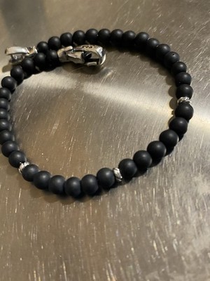 David Yurman Sterling Silver Matte Black Onyx Bijoux Spiritual Bead Bracelet 7.5