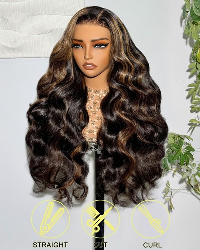 5x6 Ready to Go Glueless Wigs Human Hair 1B/30 Highlight Lace Front Wigs Huma... - Picture 2 of 6