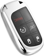 Key Fob Cover, Stylish Soft TPU Key Case for Grand Cherokee Renegade -Silver