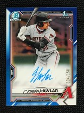 2021 Bowman Draft Chrome Pick Blue Refractor 134/150 Jordan Lawlar Auto lh0