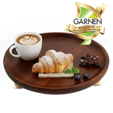 Garnen Kitchen Décor Wooden Tray for Bathroom Vanity Countertop Pedestal Stand