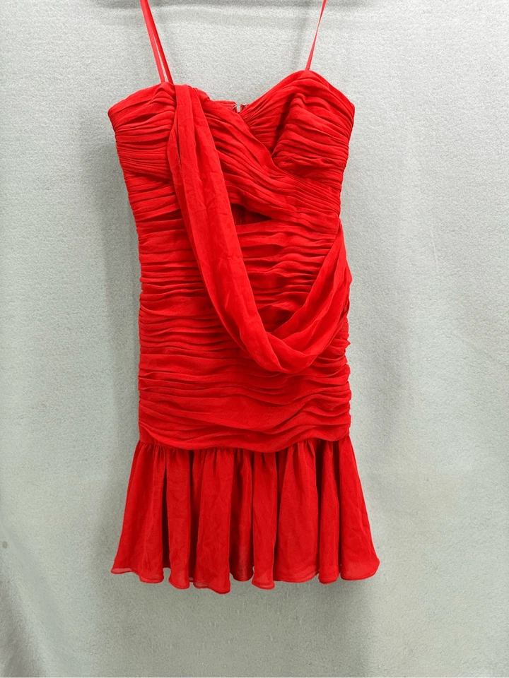 Nuevo con etiquetas Vestido de Cóctel Jill Stuart Para Mujer Puesta de Sol Acanalado Un Hombro Volantes Talla 8 Foto 3 de 4