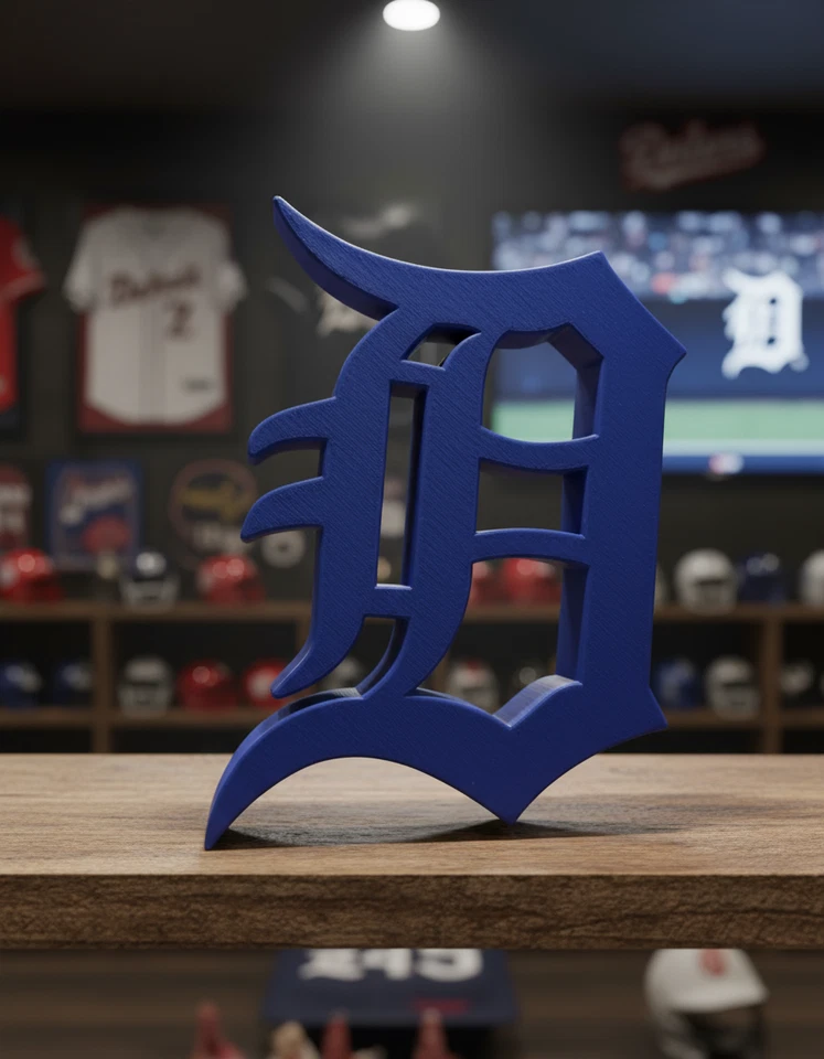 Placa de prateleira 3D Detroit Tigers inglês antigo D - logotipo tigres display para Mancave - Imagem 3 de 3