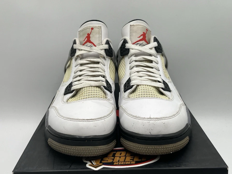 Nike Air Jordan Retro 4 Blanco Cemento 2012 Talla 12 Auténticas Usadas Baloncesto Raro Foto 3 de 4