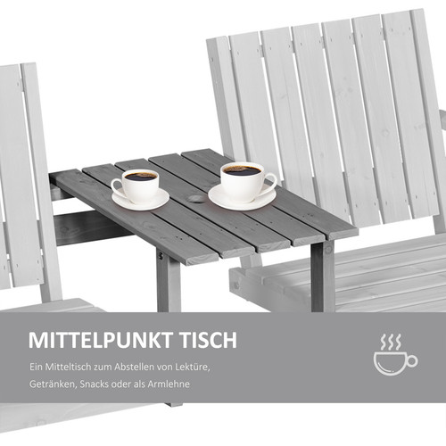Outsunny Gartenbank mit Tisch Gartenmöbel mit Regenschirmloch Sitzbank Balkon - Bild 7 von 10