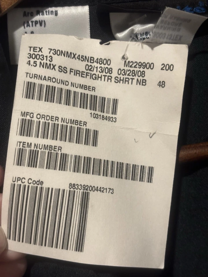 NUEVO CON ETIQUETAS Workrite FR Uniforme Resistente al Fuego Camisa de Bombero Talla 48 Azul Marino Foto 4 de 4