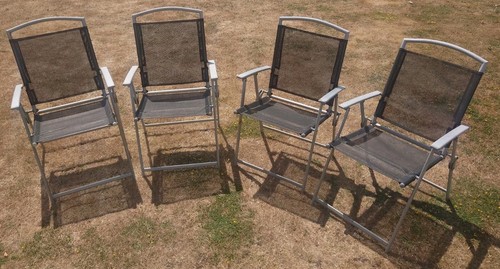 4 x klappbare Garten Outdoor Stühle schwarz grau kompakt stark guter Zustand