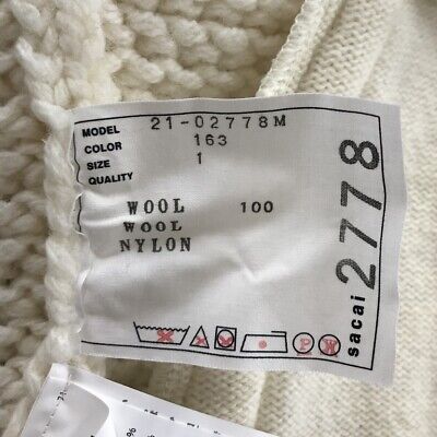 Used sacai 21Aw Wool Knit Zip Up Blouson 21-02778M Off White Used sacai 21Aw Wool Knit Zip Up Blouson 21-02778M Off White