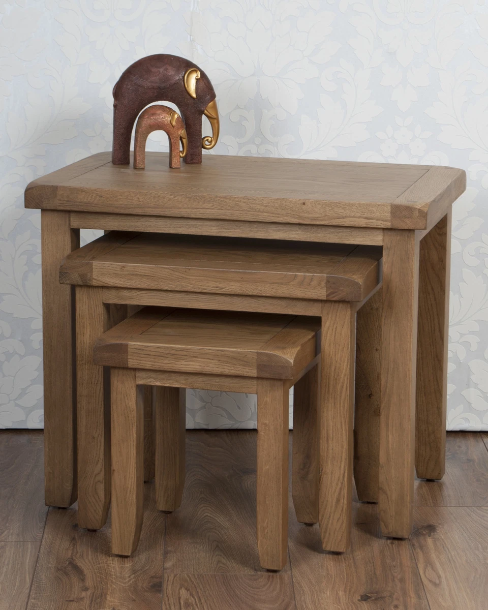 Nest Tables Solid Oak Medium in Chunky Dorset Country eBay
