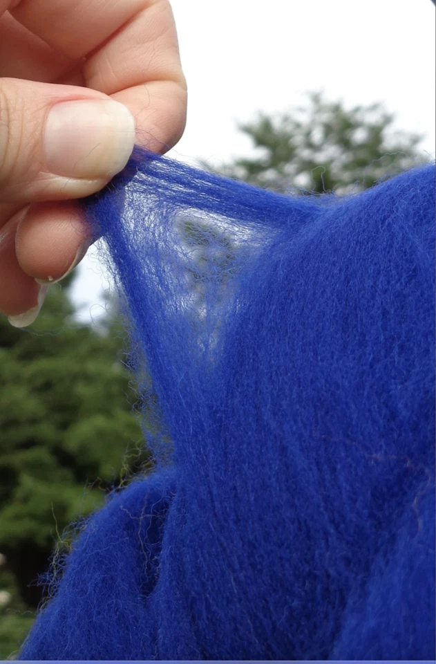 SAPPHIRE Blue Wool Roving for Spinning into Yarn, Wet or Needle Felting, Merino - Image 3 of 4