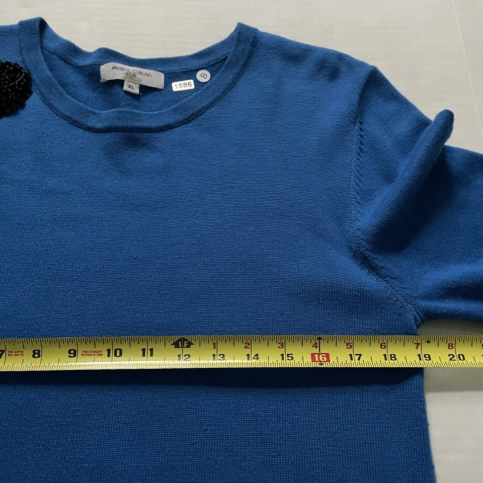 Prabal Gurung Sweater Womens XL Royal Blue  Embellished Sequins Wool Blend - Image 4 of 4