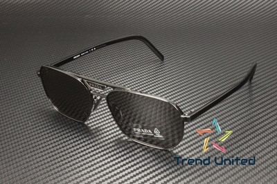 PRADA PR 58YS 1AB5S0 Rectangle Black Dark Grey 57 mm Men's Sunglasses