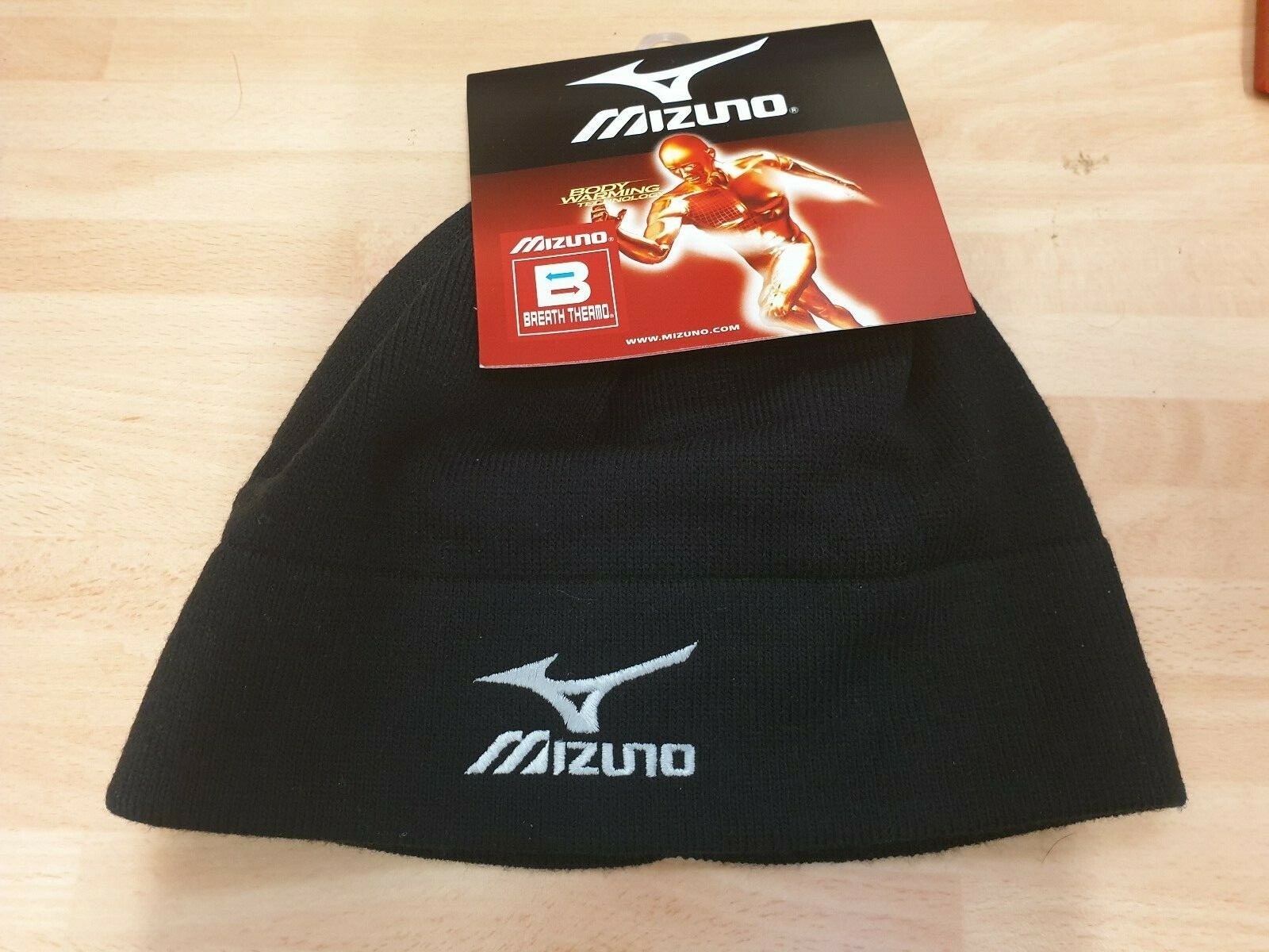 Mizuno Hat Knitted Beanie Junior Running Black Thermal Pip 73BH755 One Size
