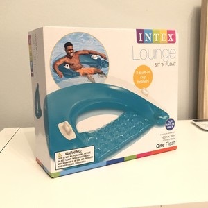 Intex Lounge Sit N Float Inflatable Chair Cup Holders Adult Swimming Pool Blue | eBay