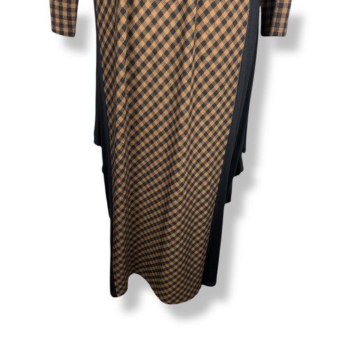 Comfy USA Anna Dress Womens Size L Brown Black Asymmetrical Lagenlook Plaid USA - Picture 12 of 14