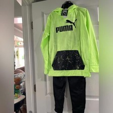 Puma 2 Piece Youth Size Large Active Wear New W/Tags Fizzy Apple Green W/Hood