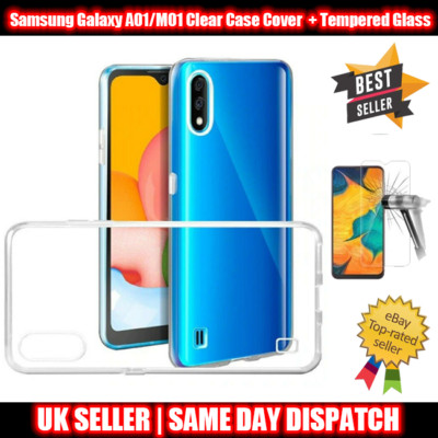 Für Samsung Galaxy A01/M01 Core Hülle Klar Gel Cover & Glas Displayschutz 