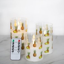 Eywamage Pinapple Glass LED Candles with Remote, Flickering