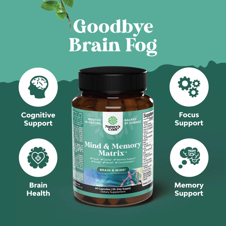 Advanced Brain Supplement for Memory and Focus - Nootropics Brain Support 60ct - Image 4 of 4