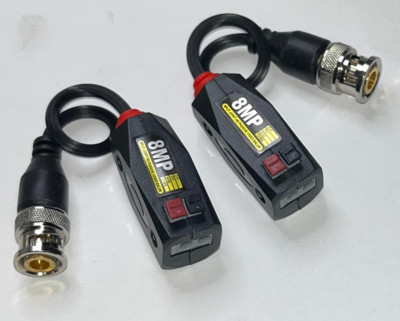 2 Pair 8MP BNC Video Balun Transmitter CCTV Camera Cable Connector CVI/TVI/AHD