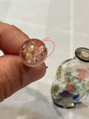 Antica bottiglia da tabacco cinese dinastia Qing multicolore in vetro trasparente con supporto in legno - Foto 17 di 24